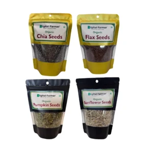 Digital Farmer Organic Edible Seeds Combo 800g | Chia + Flax + Pumpkin + Sunflower Seeds 200g each