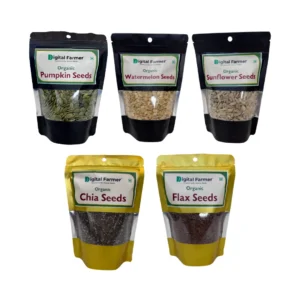 Digital Farmer Organic Edible Seeds Combo 1000g | Sunflower + Watermelon + Pumpkin + Chia + Flax Seeds 200g each