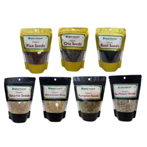 Digital Farmer Organic Edible Seeds Combo 1400g | Sunflower + Watermelon + Pumpkin + Sesame + Basil + Chia + Flax Seeds 200g each